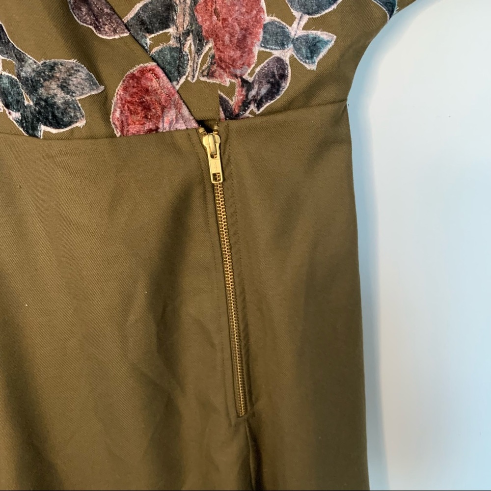 Hemant & Nandita Anthropologie Candida Velvet Midi Dress Floral Wrap Green 2 - Picture 3 of 7